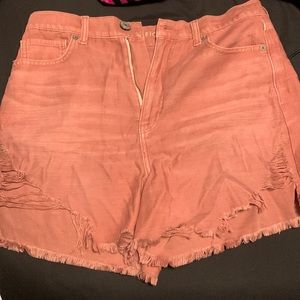 american eagle dark pink ripped shorts
